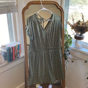 Green polka dot romper